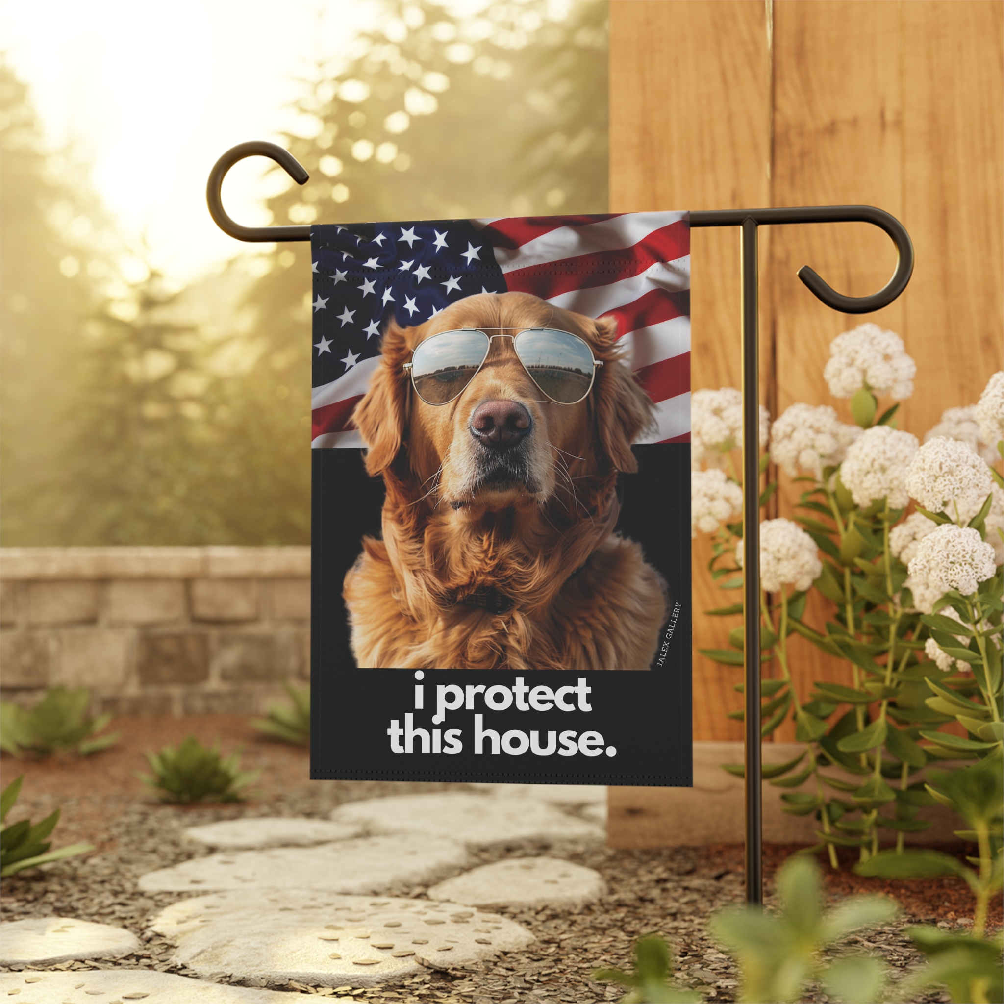 Golden Retriever Flag, Garden Flag, I Protect This House, Patriotic, USA, United States, American, House Flag, Printed Both Sides - Image 4
