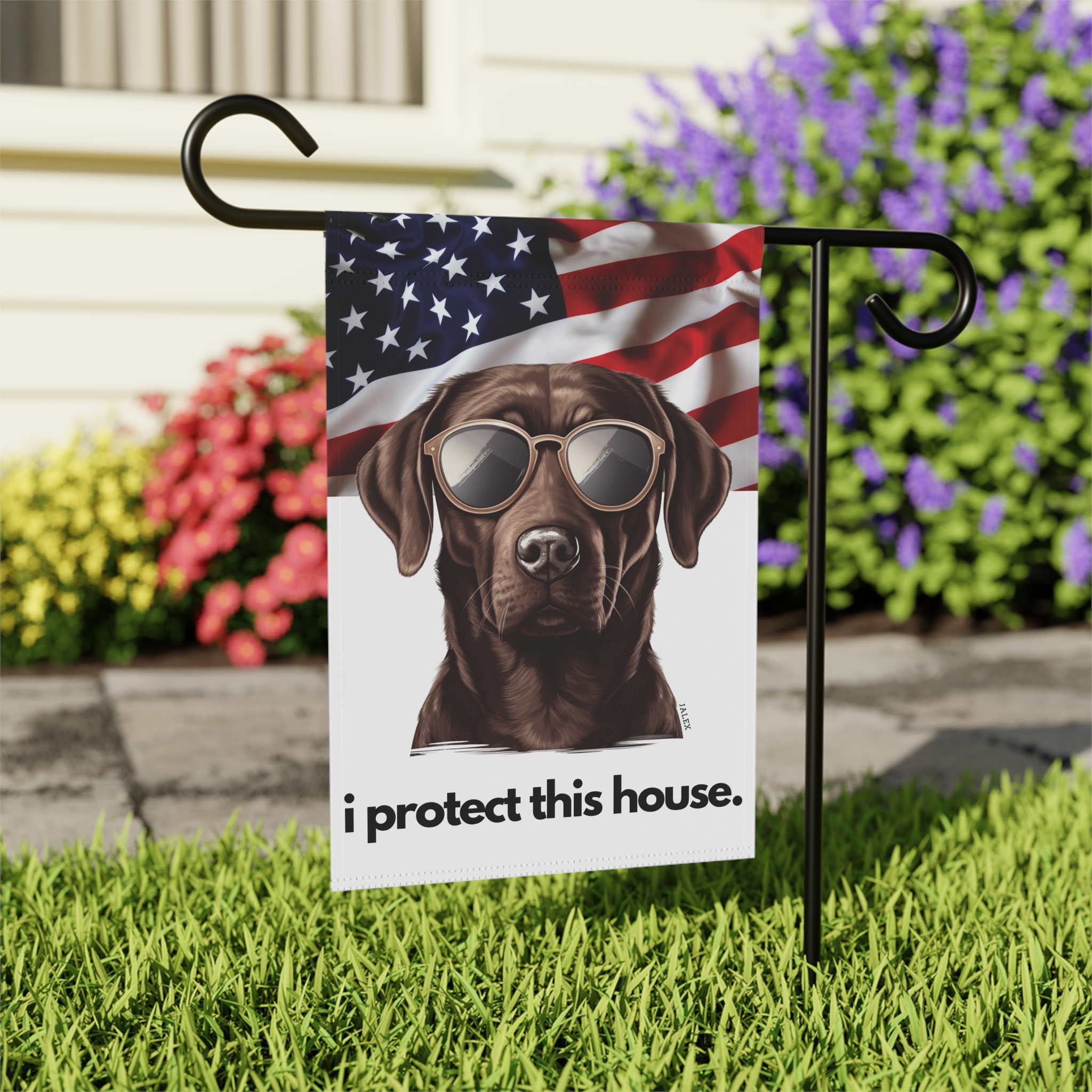 Chocolate Labrador Flag, Garden Flag, I Protect This House, Patriotic, USA, United States, American, House Flag, Banner, Printed Bot - Image 5