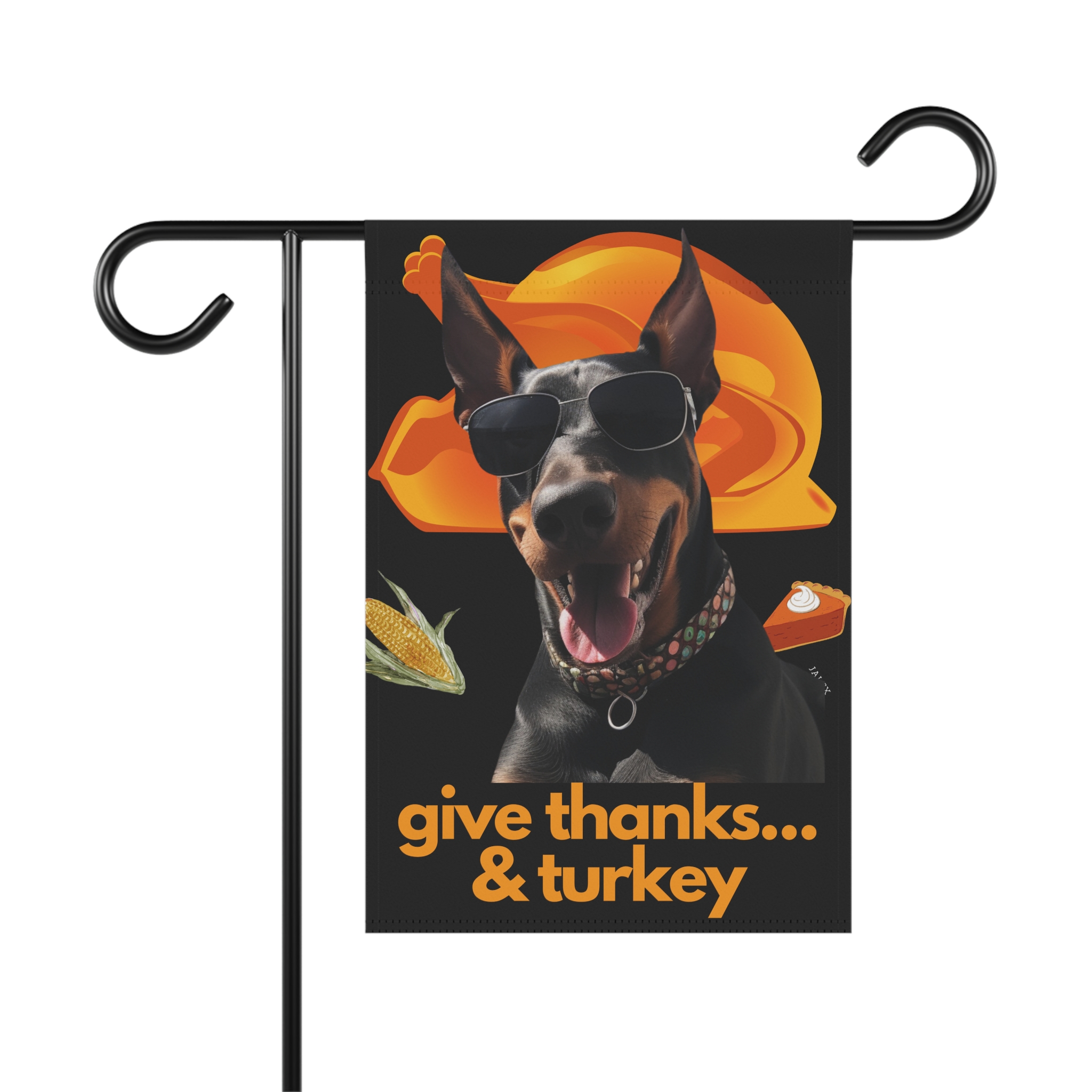 Doberman Flag, Garden Flag, Give Thanks & Turkey, House Flag, Banner, Printed Both Sides - Image 3