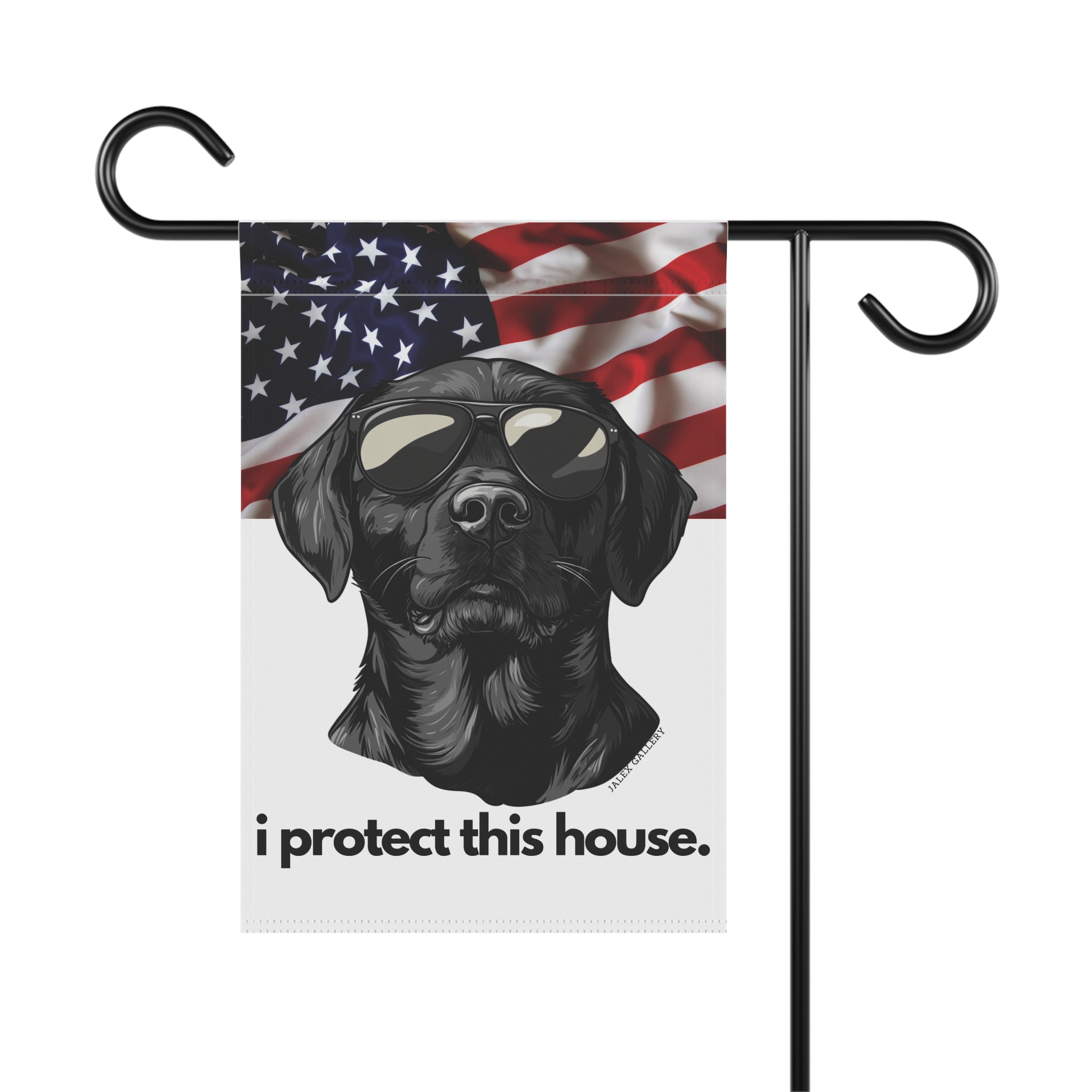 Black Labrador Flag, Garden Flag, I Protect This House, Patriotic, USA, United States, American, House Flag, Banner, Printed Bot - Image 2