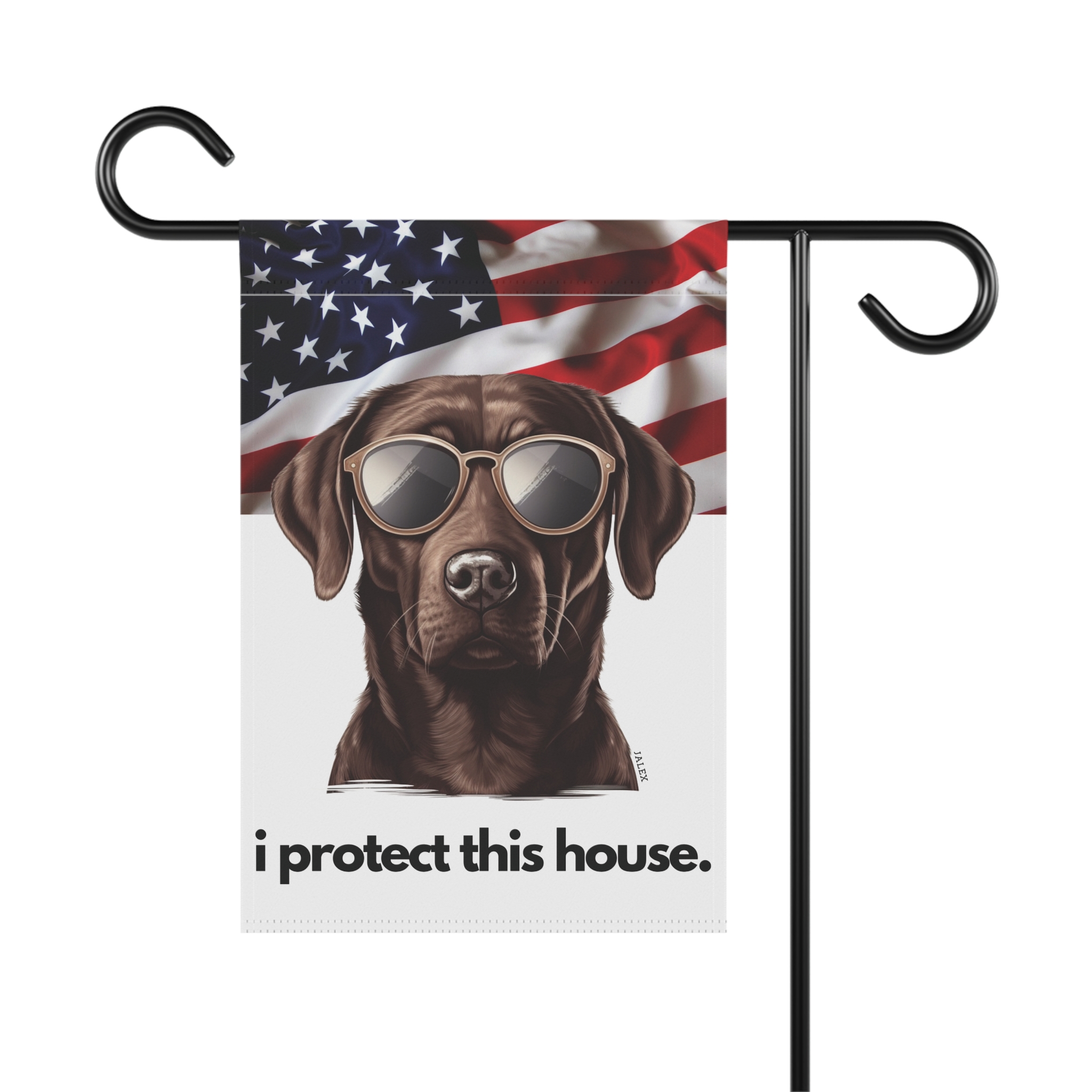Chocolate Labrador Flag, Garden Flag, I Protect This House, Patriotic, USA, United States, American, House Flag, Banner, Printed Bot - Image 2