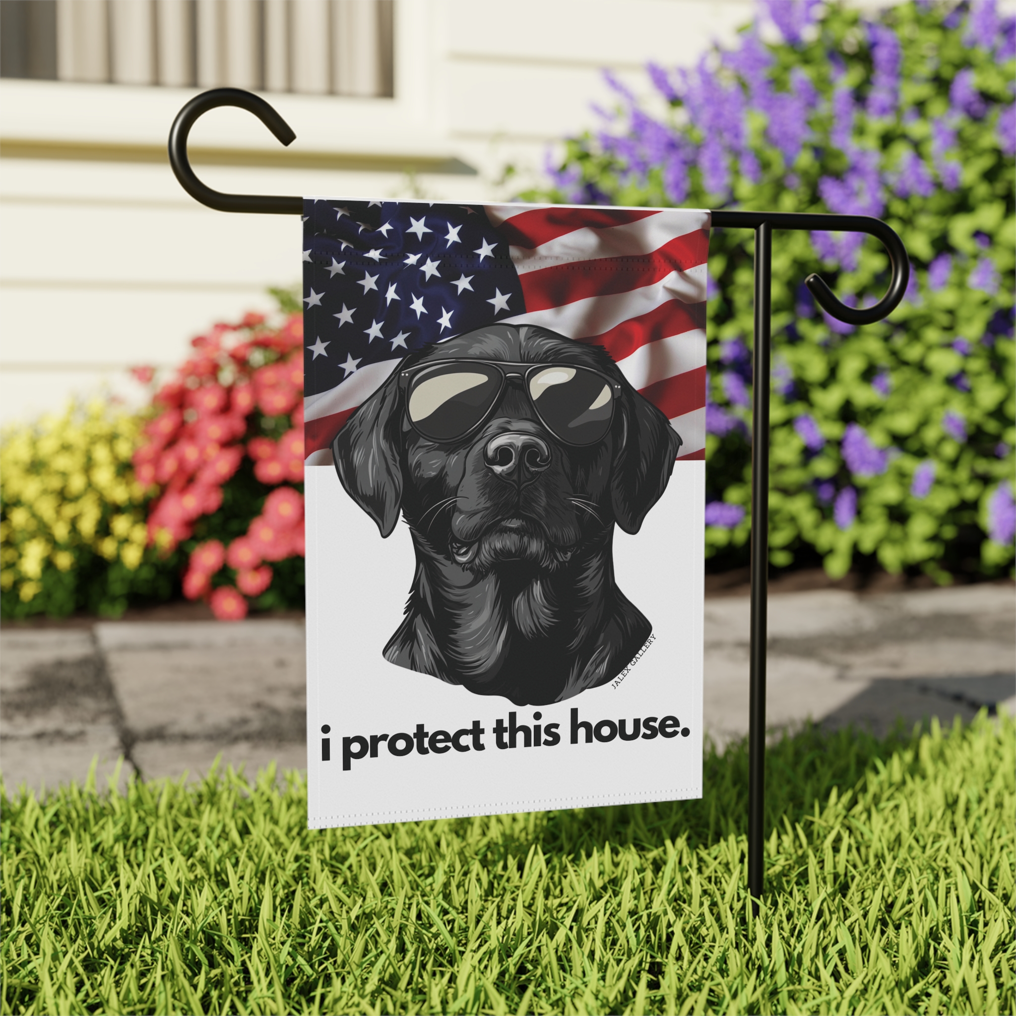 Black Labrador Flag, Garden Flag, I Protect This House, Patriotic, USA, United States, American, House Flag, Banner, Printed Bot - Image 5