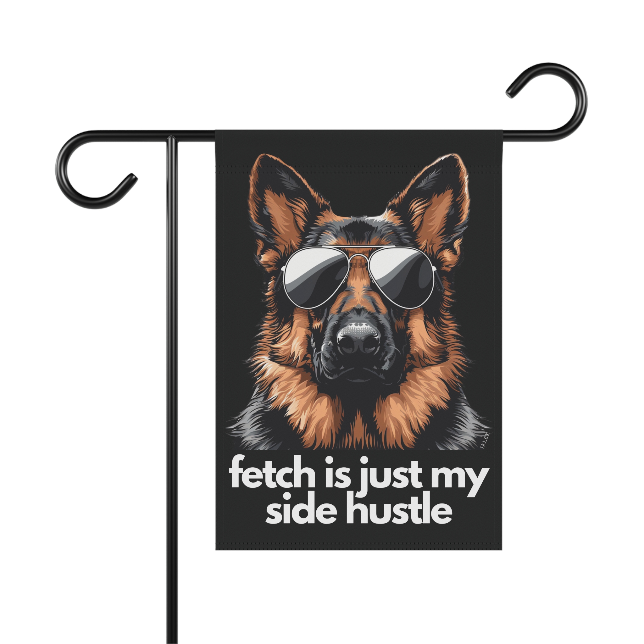 German Shepherd Flag, Garden Flag, Fetch Is Just My Side Hustle, House Flag, Banner, Gift, Dog Lover, Printed on both sides