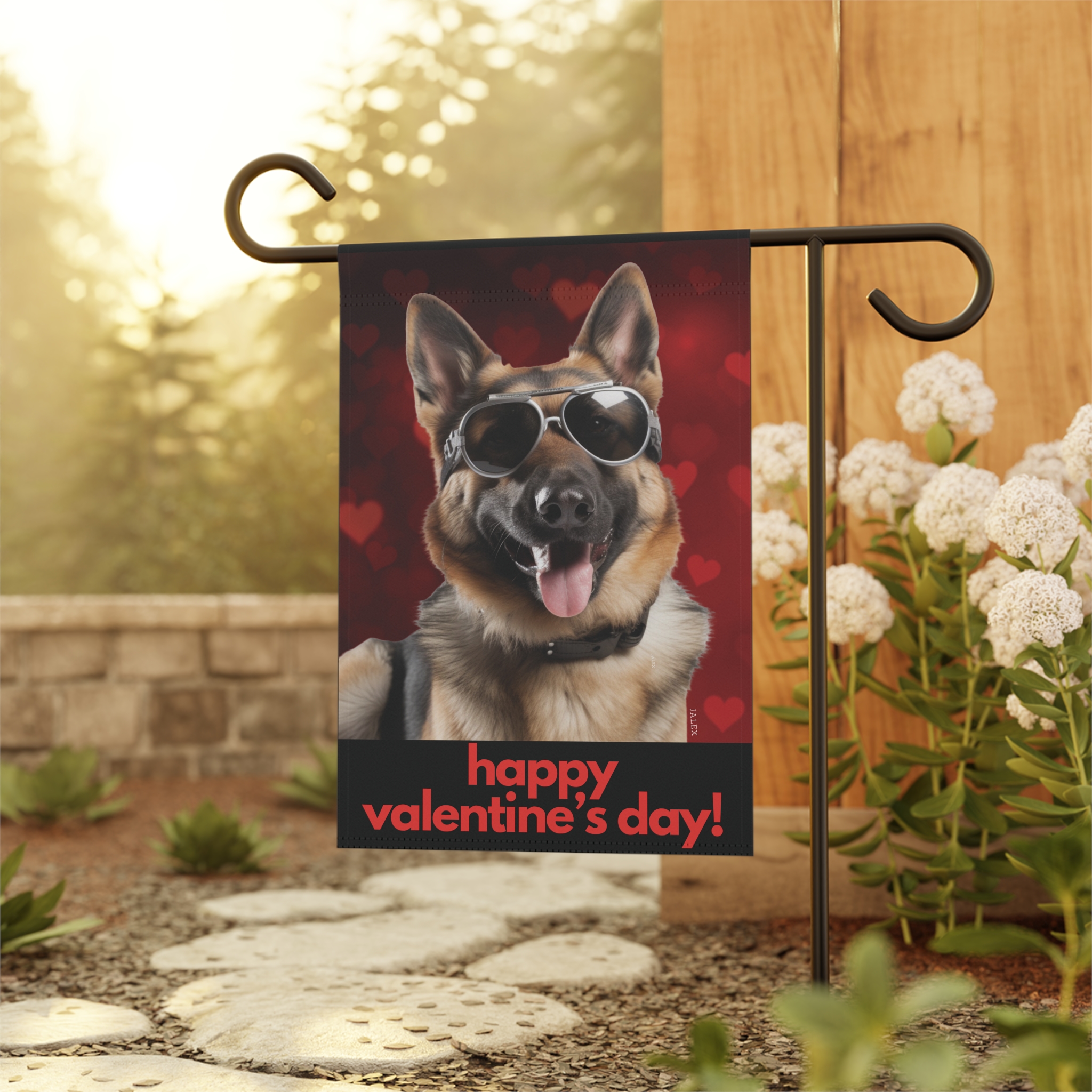 German Shepherd Flag, Garden Flag, Happy Valentine's Day, House Flag, Banner, Printed Both Sides - Image 4