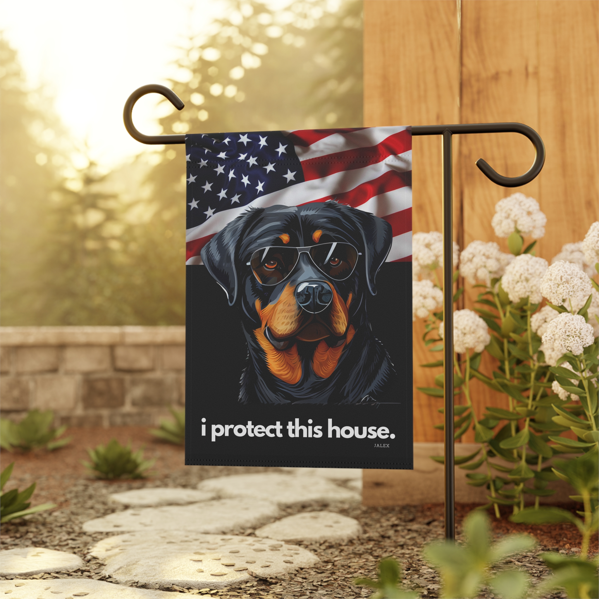Rottweiler Flag, Garden Flag, I Protect This House, Patriotic, USA, United States, American, House Flag, Banner, Printed Bot - Image 4