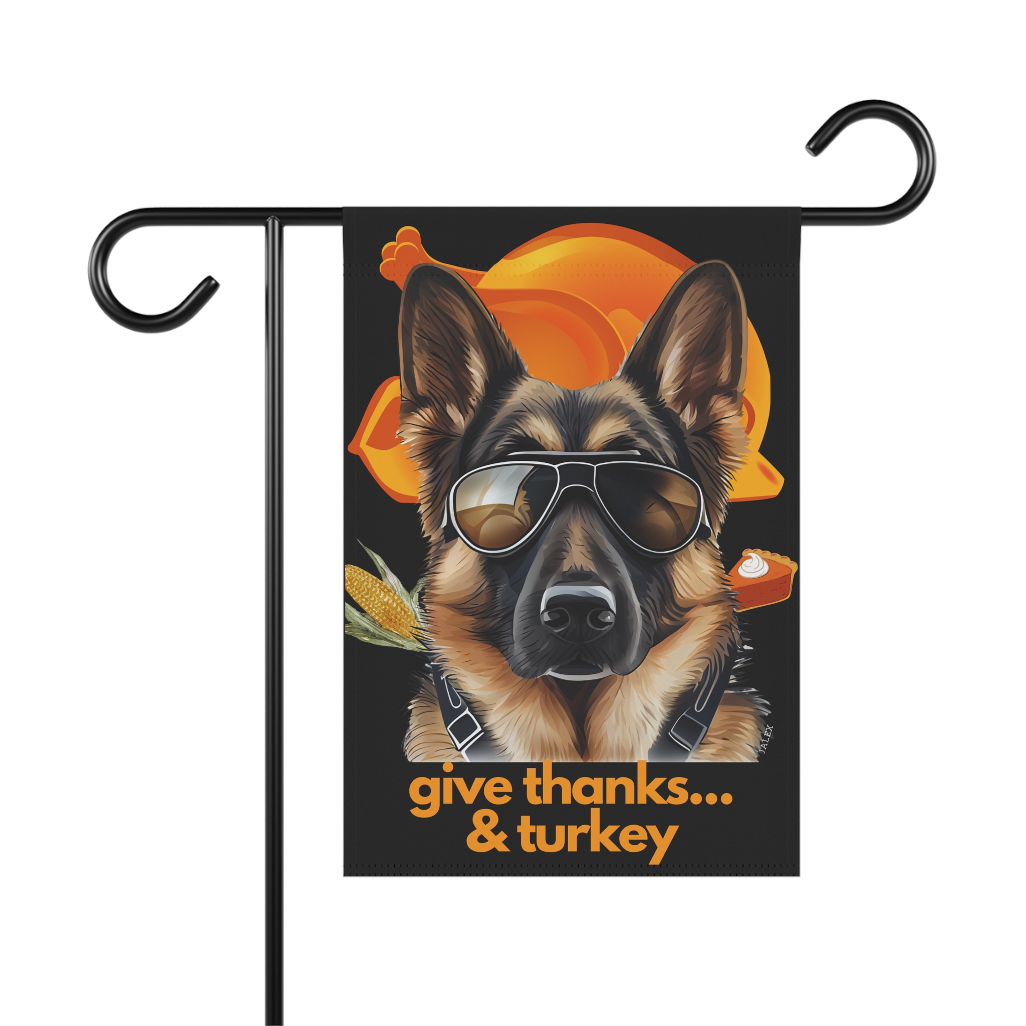 German Shepherd Flag, Garden Flag, Give Thanks & Turkey, House Flag, Banner, Printed Both Sides - Image 3