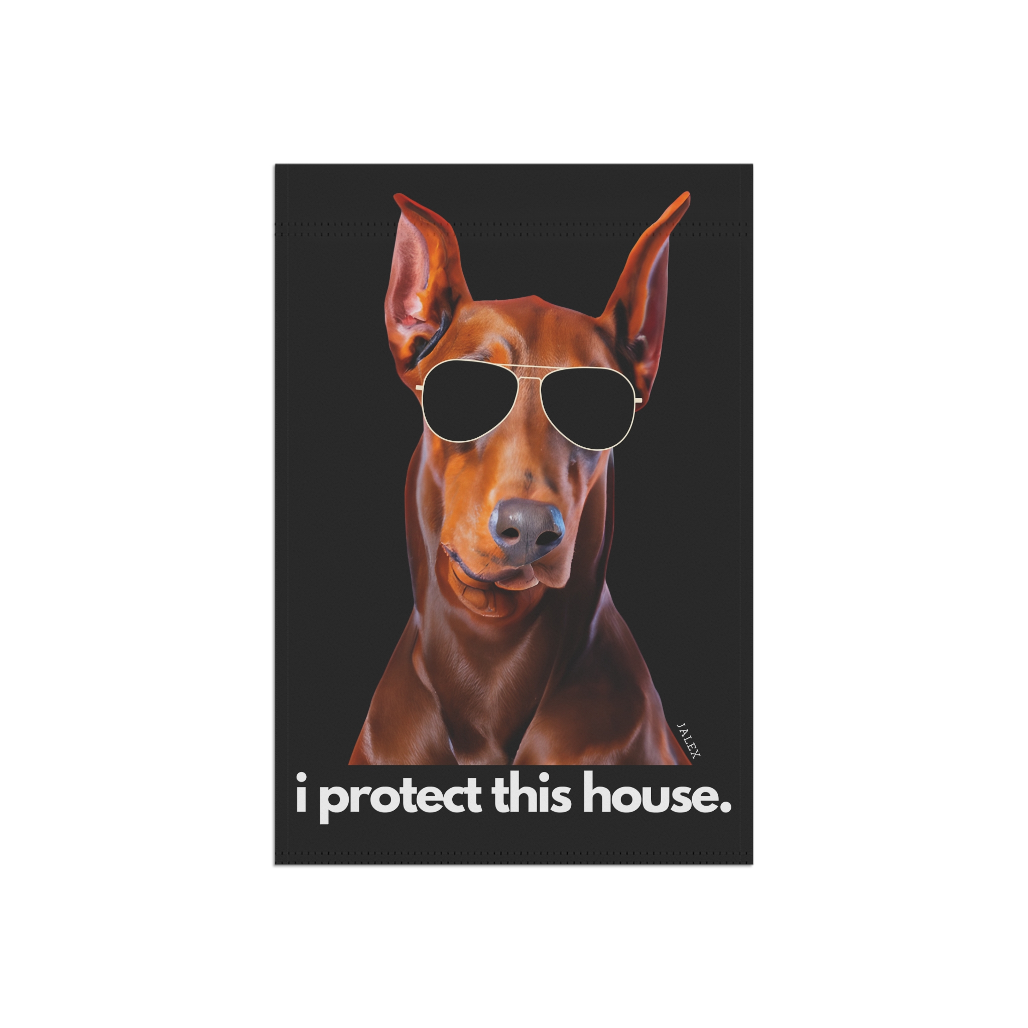 Red Doberman Flag, Garden Flag, I Protect This House, House Flag, Banner, Printed Both Sides - Image 3