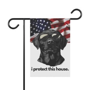 Black Labrador Flag, Garden Flag, I Protect This House, Patriotic, USA, United States, American, House Flag, Banner, Printed Bot