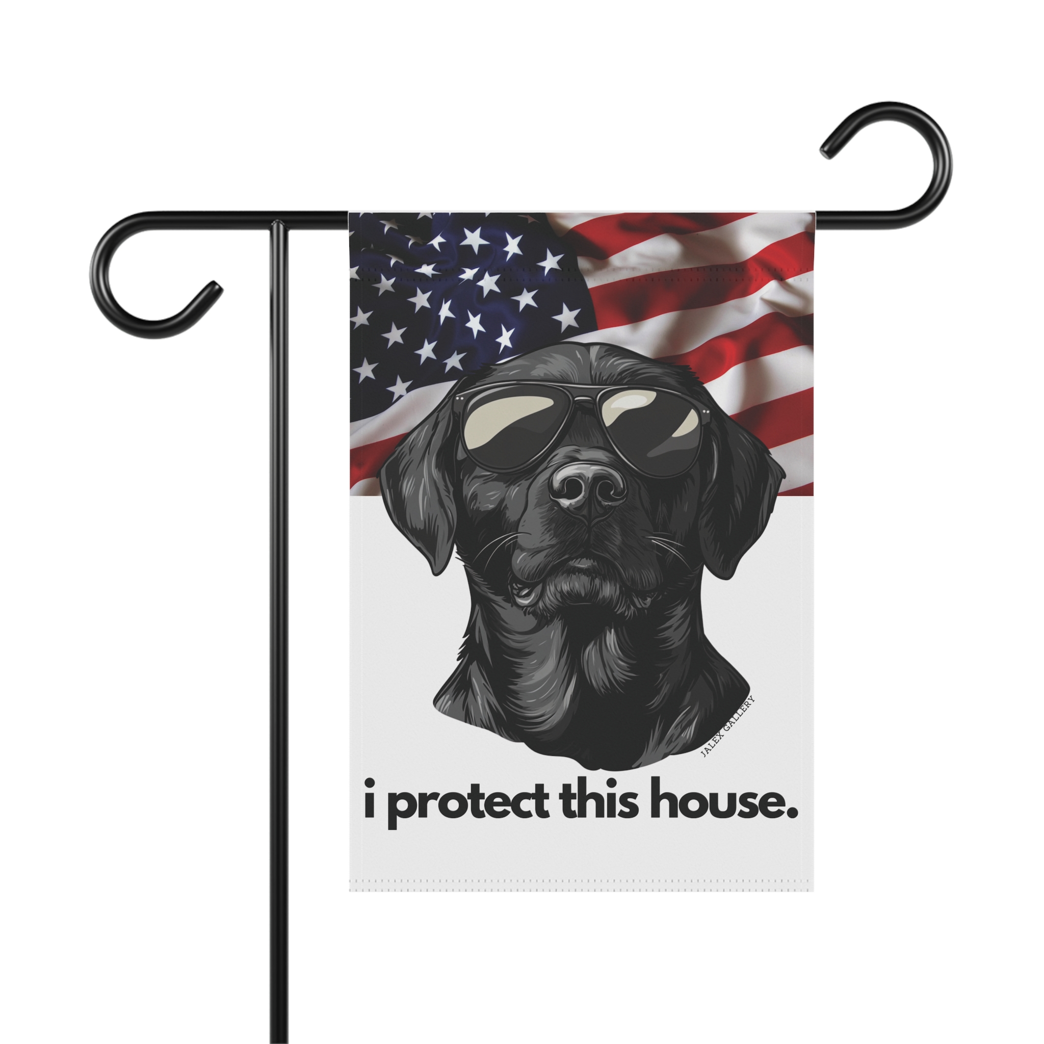 Black Labrador Flag, Garden Flag, I Protect This House, Patriotic, USA, United States, American, House Flag, Banner, Printed Bot