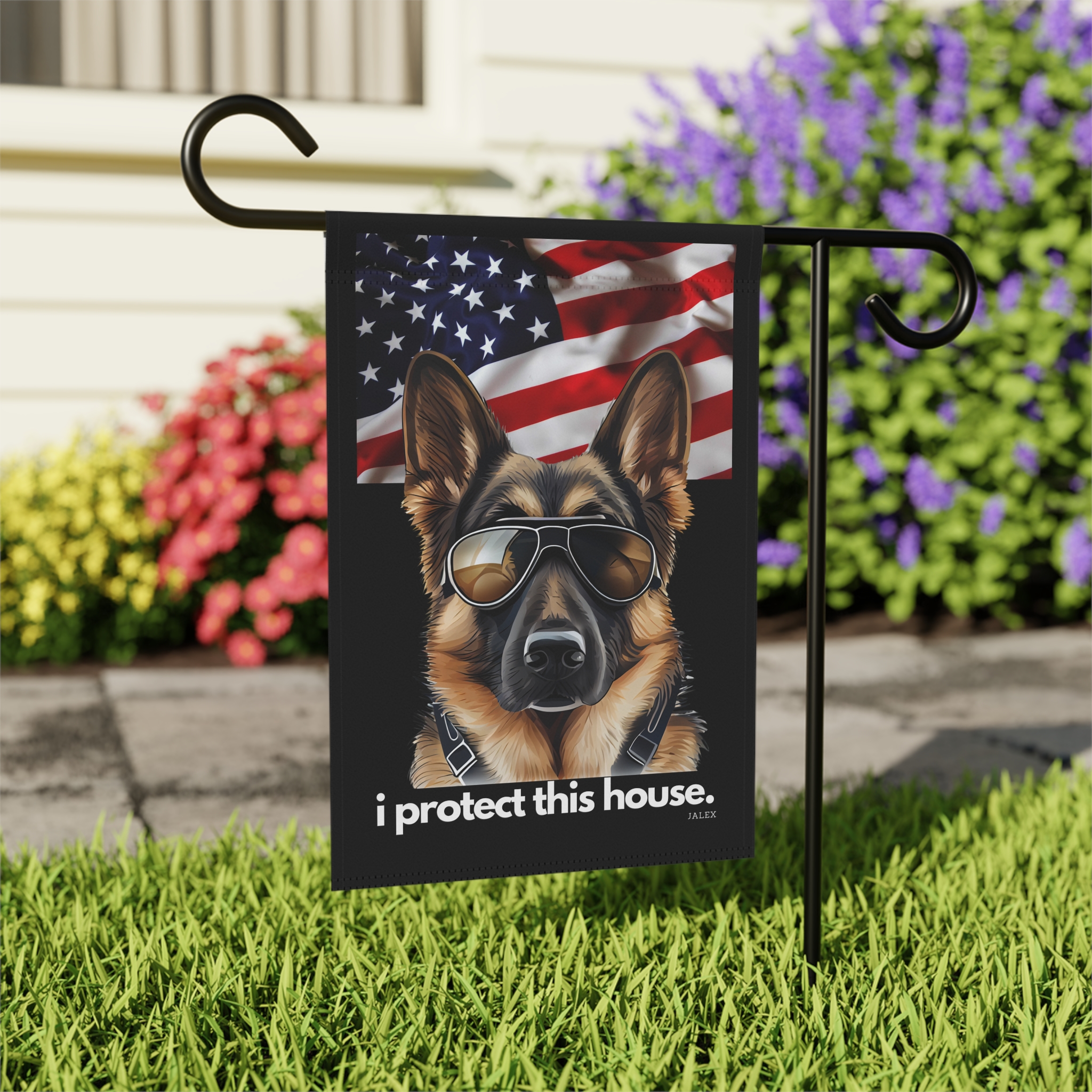 German Shepherd Flag, Garden Flag, I Protect This House, Patriotic, USA, United States, American, House Flag, Banner, Printed Both Sides - Image 4