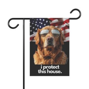 Golden Retriever Flag, Garden Flag, I Protect This House, Patriotic, USA, United States, American, House Flag, Printed Both Sides
