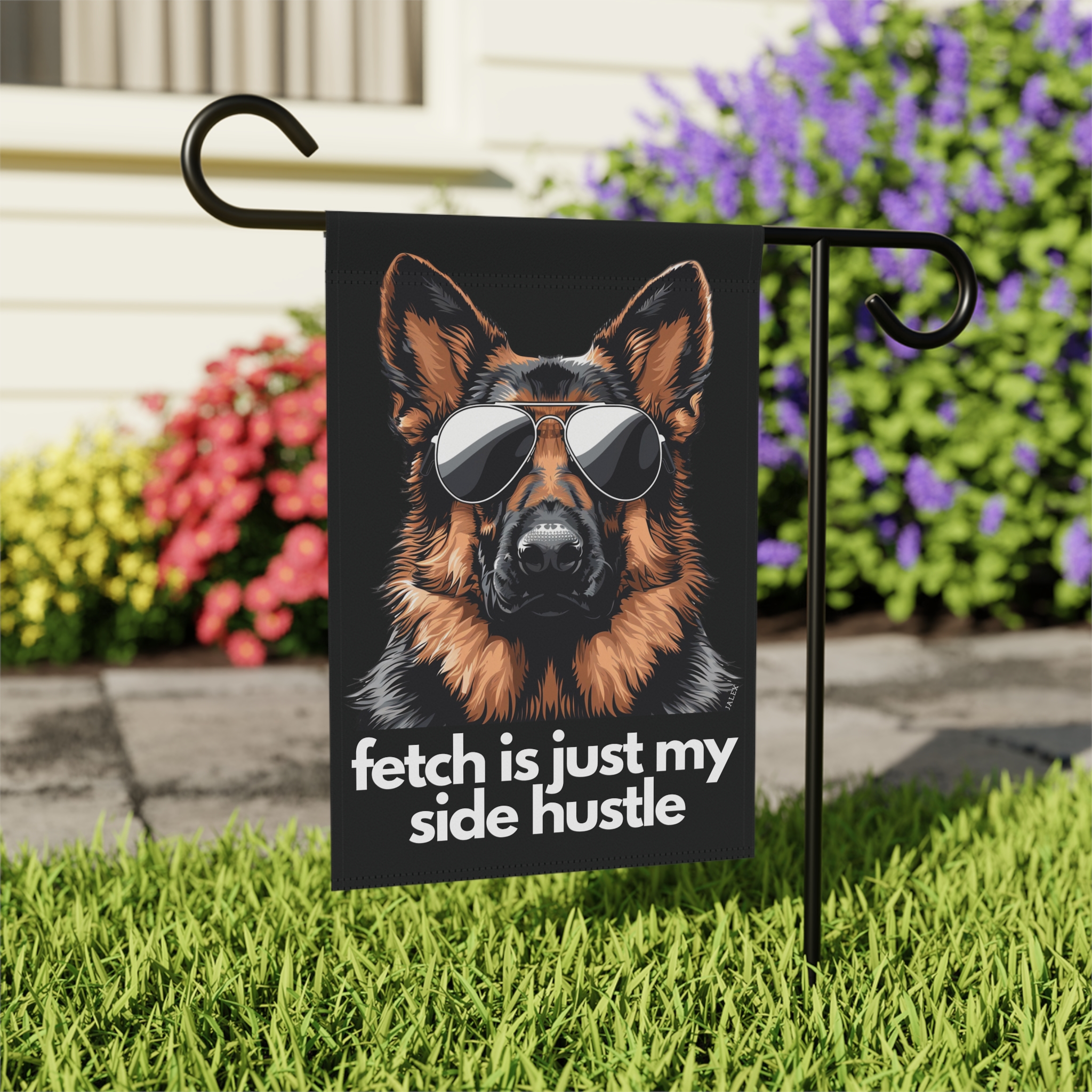 German Shepherd Flag, Garden Flag, Fetch Is Just My Side Hustle, House Flag, Banner, Gift, Dog Lover, Printed on both sides - Image 5