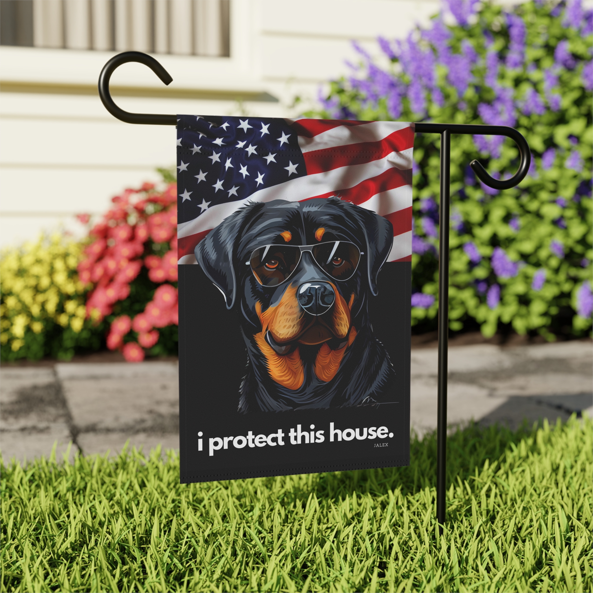 Rottweiler Flag, Garden Flag, I Protect This House, Patriotic, USA, United States, American, House Flag, Banner, Printed Bot - Image 5