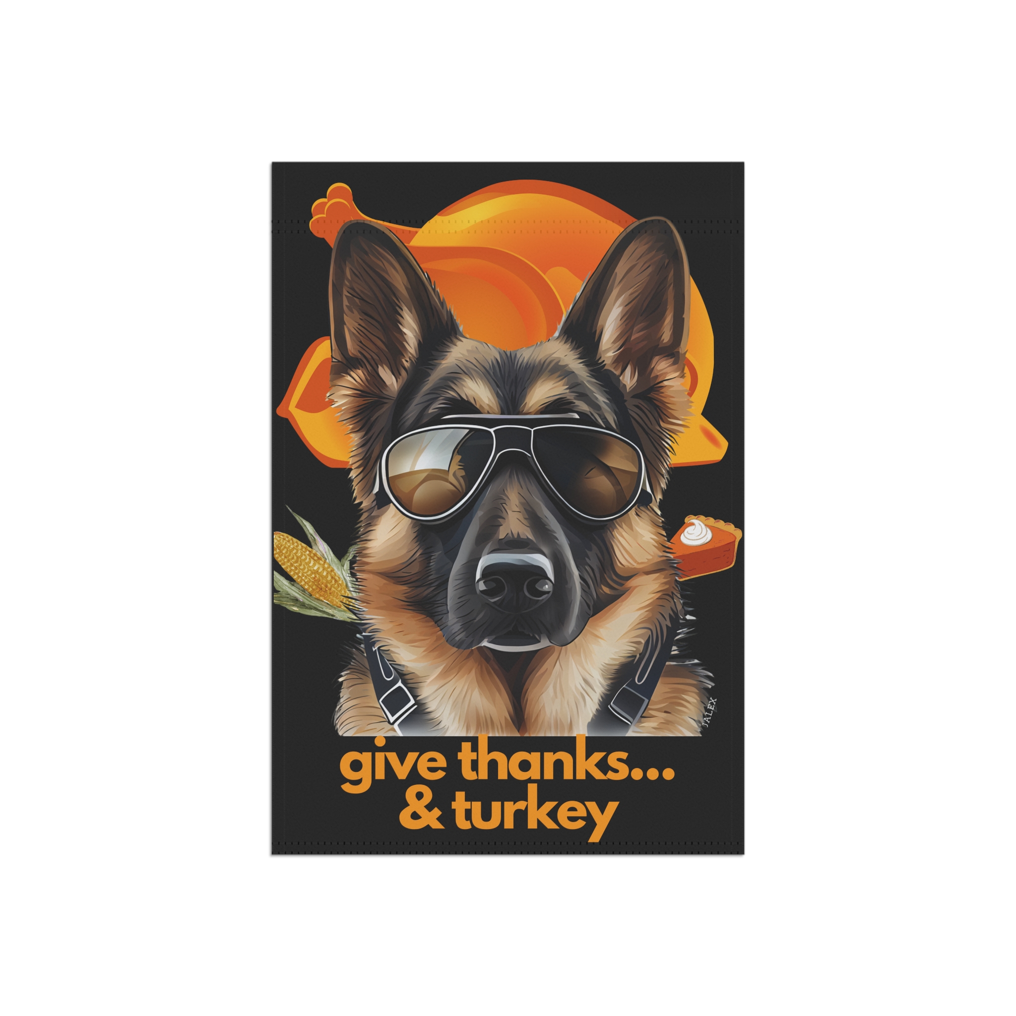 German Shepherd Flag, Garden Flag, Give Thanks & Turkey, House Flag, Banner, Printed Both Sides - Image 4