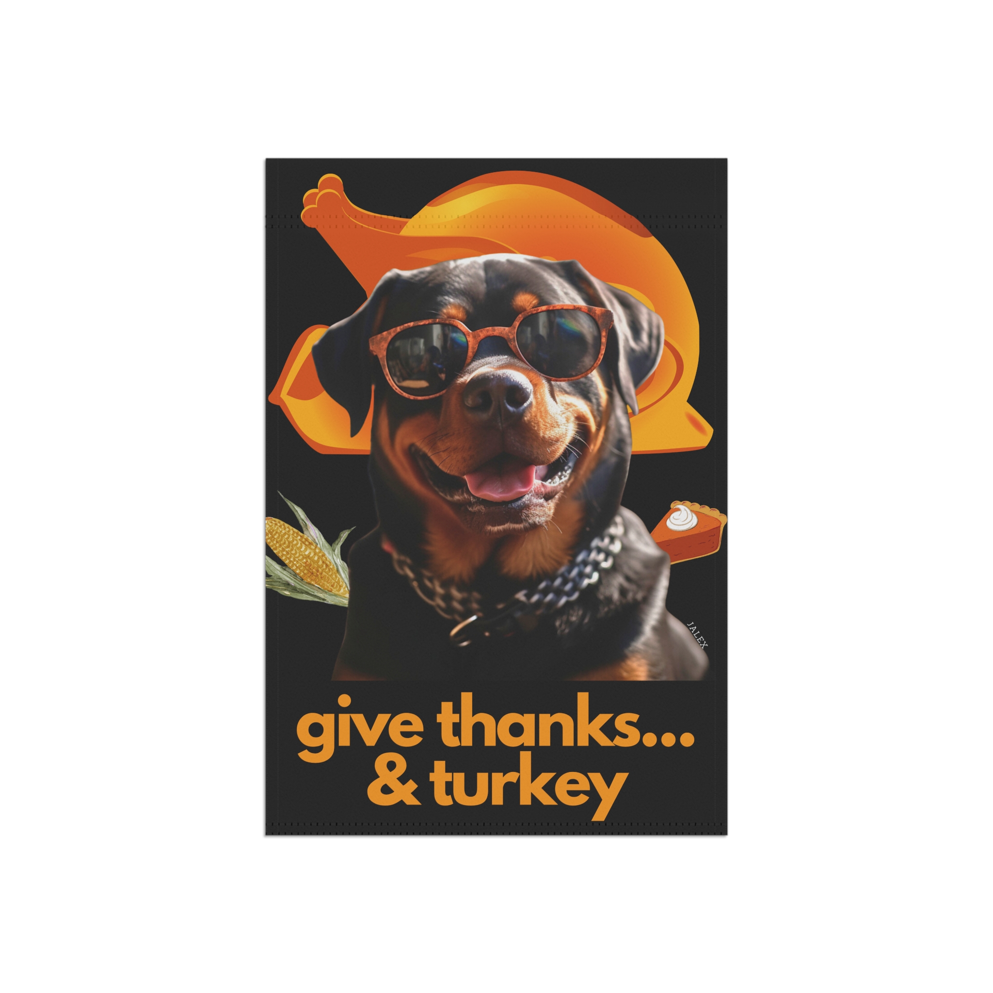 Rottweiler Flag, Garden Flag, Give Thanks & Turkey, House Flag, Banner, Printed Both Sides - Image 4