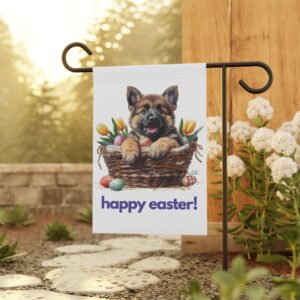 German Shepherd Flag, Garden Flag, Happy Easter, House Flag, Banner, Printed Both Sides