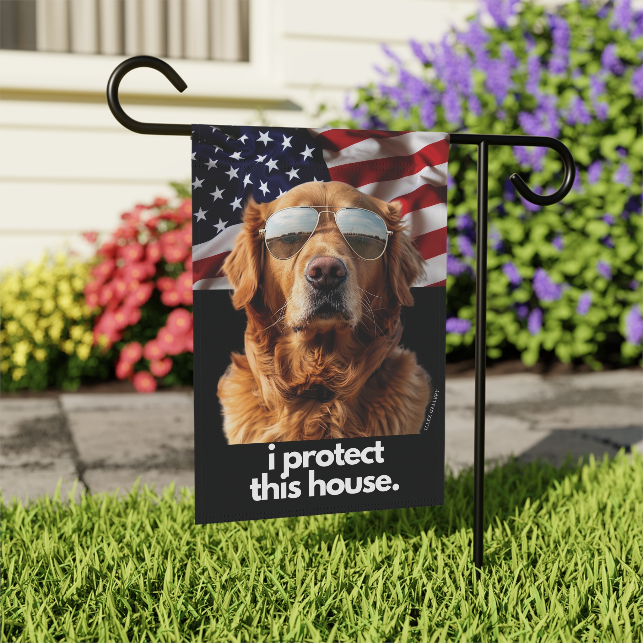 Golden Retriever Flag, Garden Flag, I Protect This House, Patriotic, USA, United States, American, House Flag, Printed Both Sides - Image 5