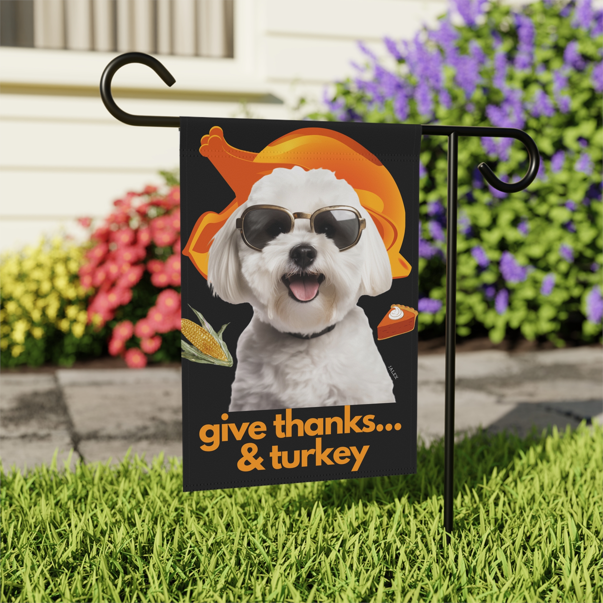Maltese Flag, Garden Flag, Give Thanks & Turkey, House Flag, Banner, Printed Both Sides - Image 2
