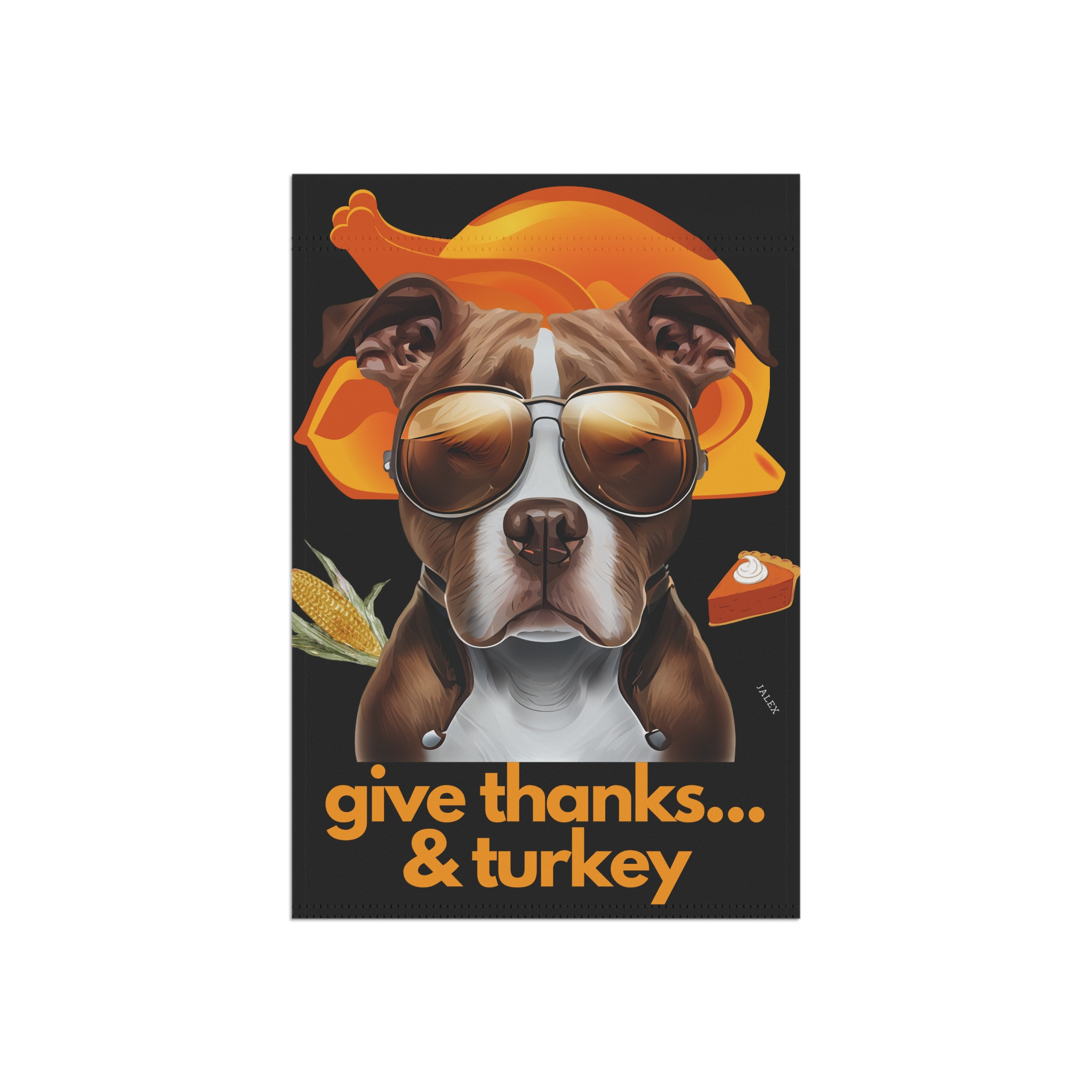 Pittie Flag, Garden Flag, Give Thanks & Turkey, House Flag, Banner, Printed Both Sides - Image 4
