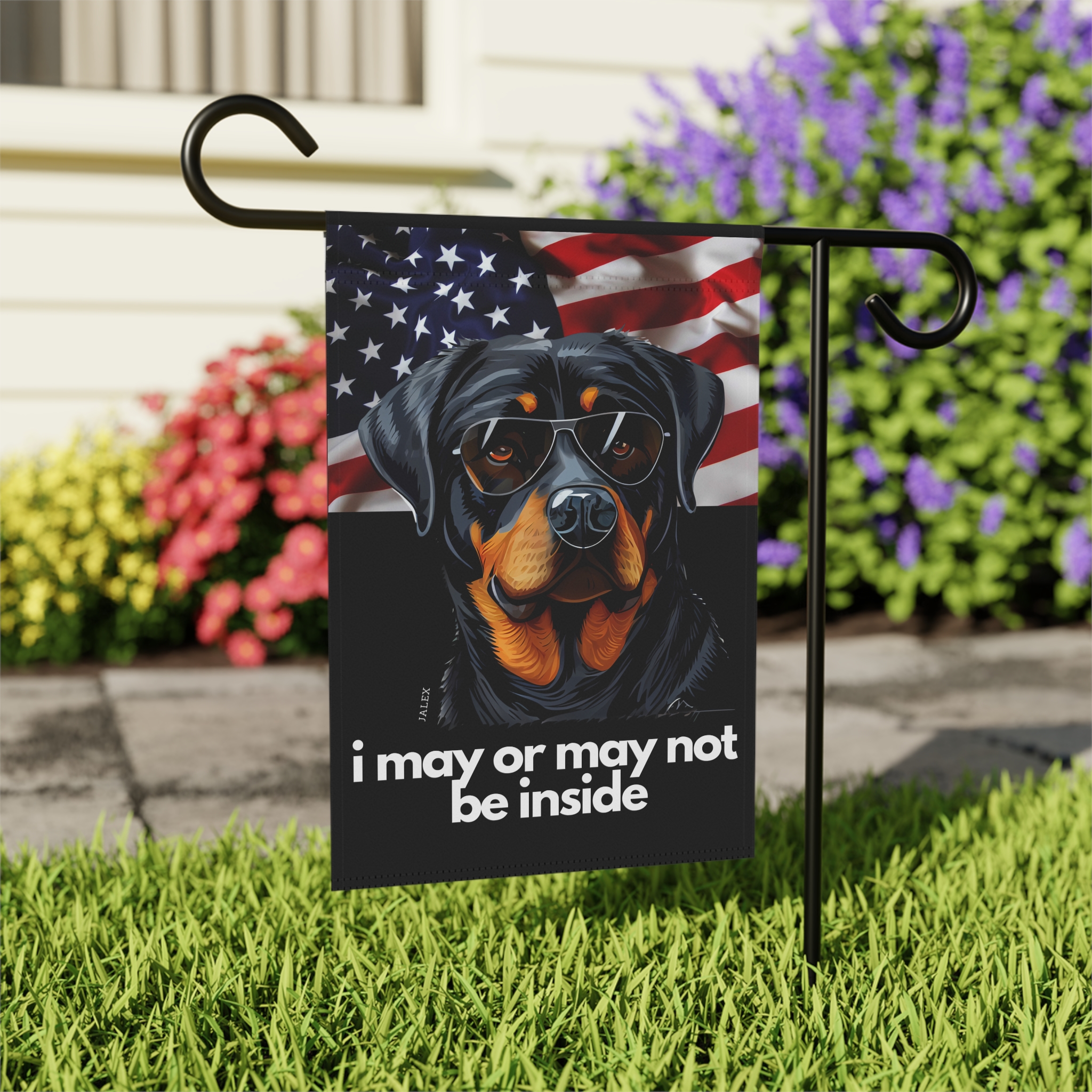 Rottweiler Flag, Garden Flag, I May or May Not Be Inside, Patriotic, USA, United States, American, House Flag, Banner, Printed Both Sides - Image 5