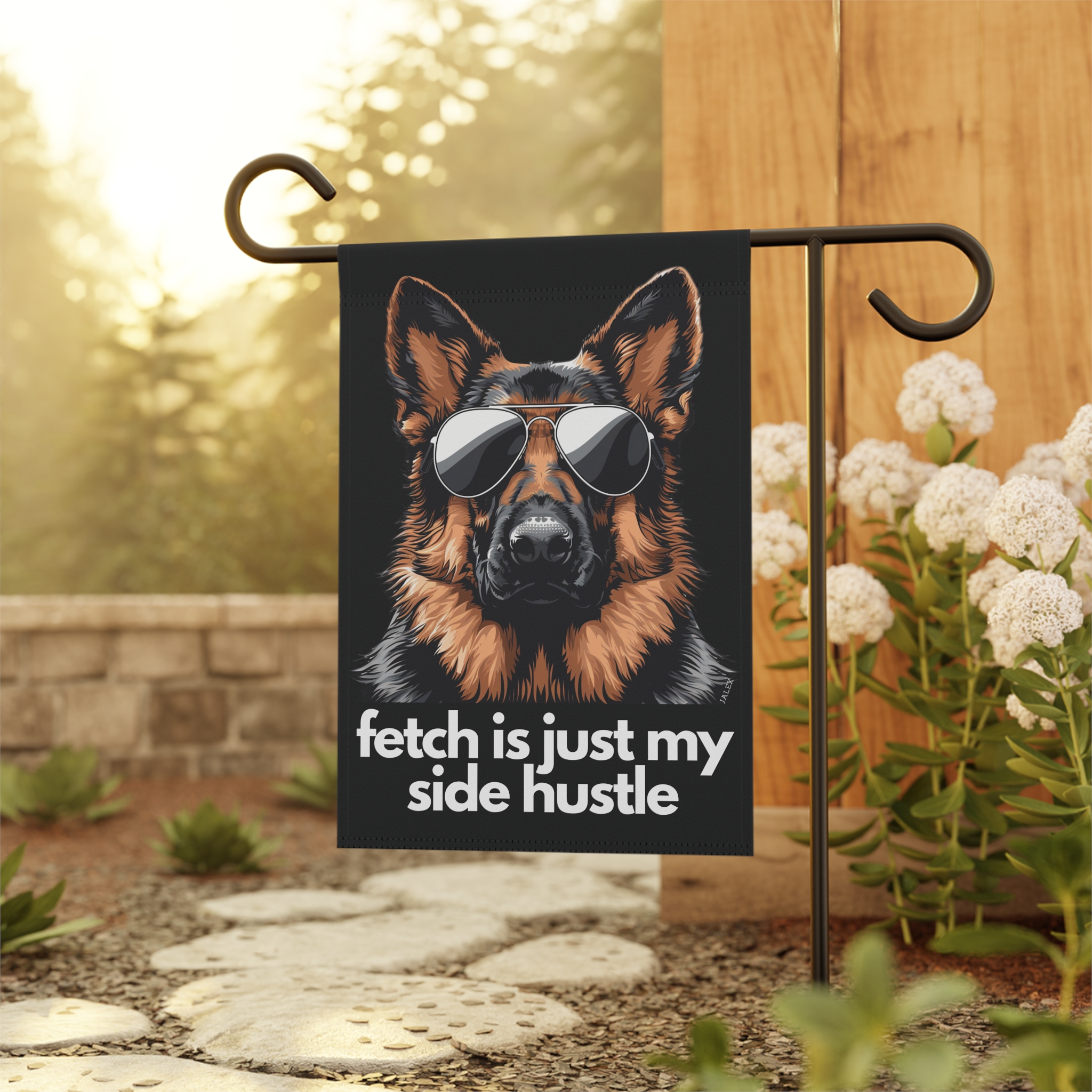 German Shepherd Flag, Garden Flag, Fetch Is Just My Side Hustle, House Flag, Banner, Gift, Dog Lover, Printed on both sides - Image 4