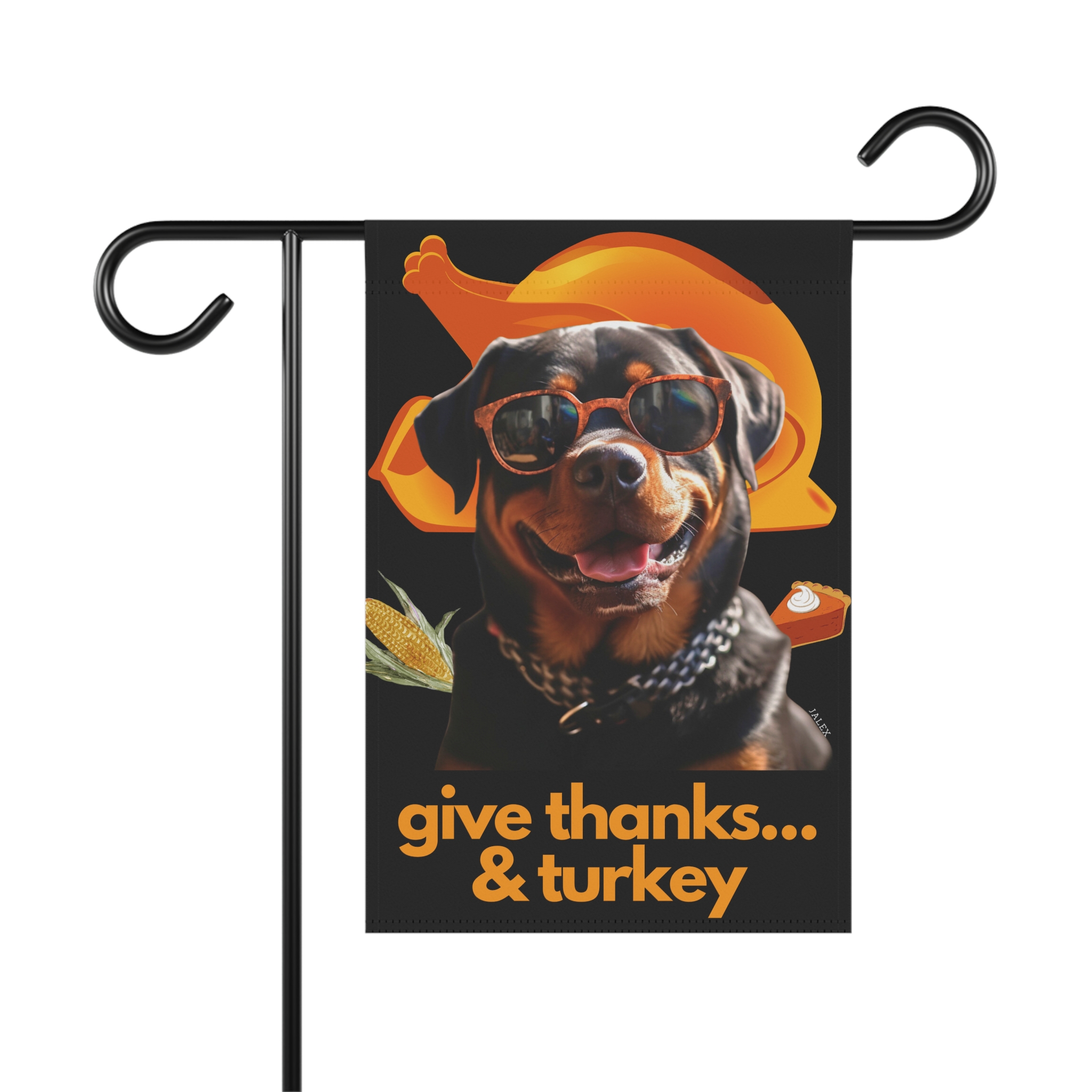 Rottweiler Flag, Garden Flag, Give Thanks & Turkey, House Flag, Banner, Printed Both Sides - Image 3