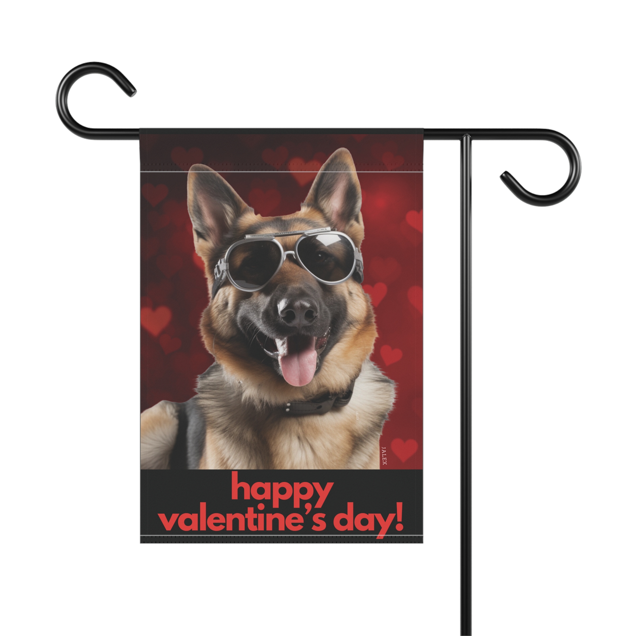German Shepherd Flag, Garden Flag, Happy Valentine's Day, House Flag, Banner, Printed Both Sides - Image 2
