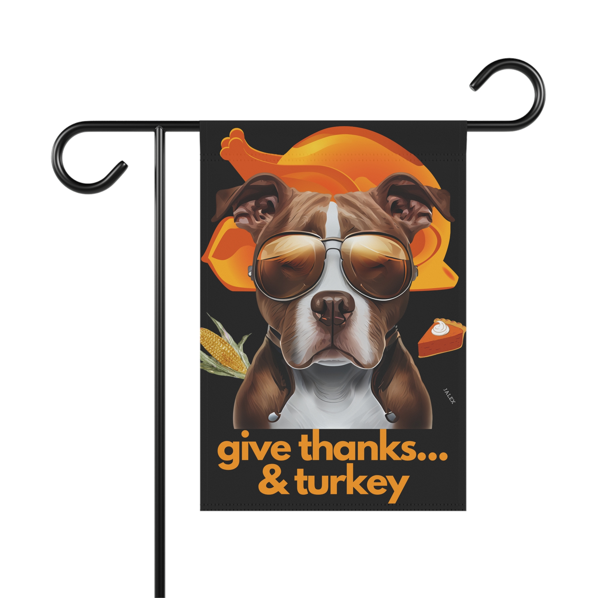 Pittie Flag, Garden Flag, Give Thanks & Turkey, House Flag, Banner, Printed Both Sides - Image 3