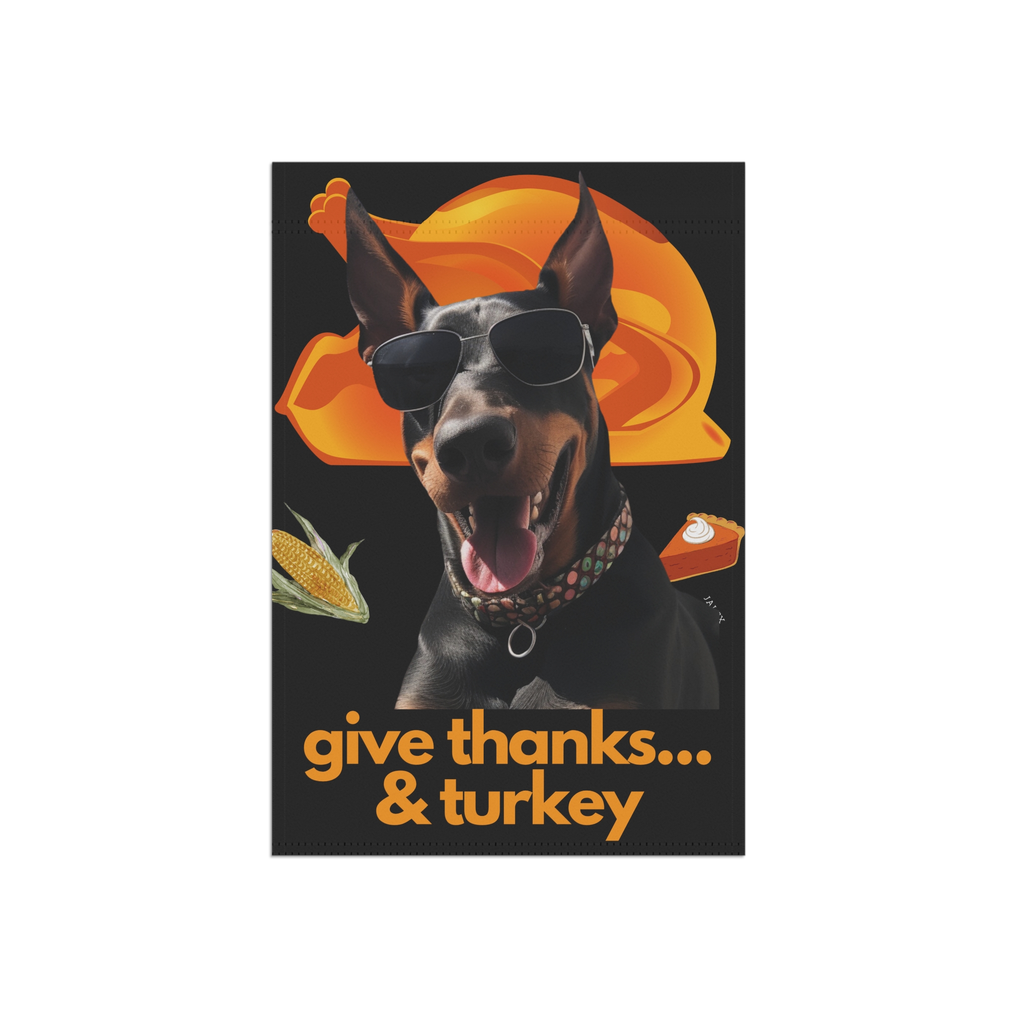 Doberman Flag, Garden Flag, Give Thanks & Turkey, House Flag, Banner, Printed Both Sides - Image 4