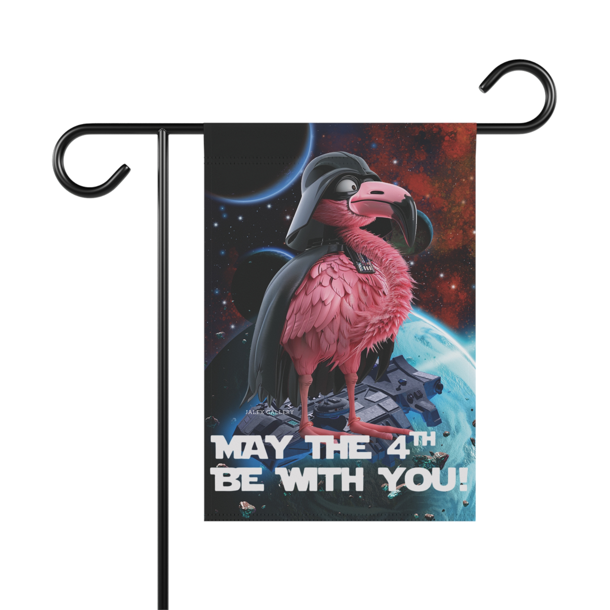 Pink Flamingo Garden Flag, May The 4th Be With You!, Star Wars, House Flag, Banner, Printed Both Sides, Gift, Flamingo Lover, Florida