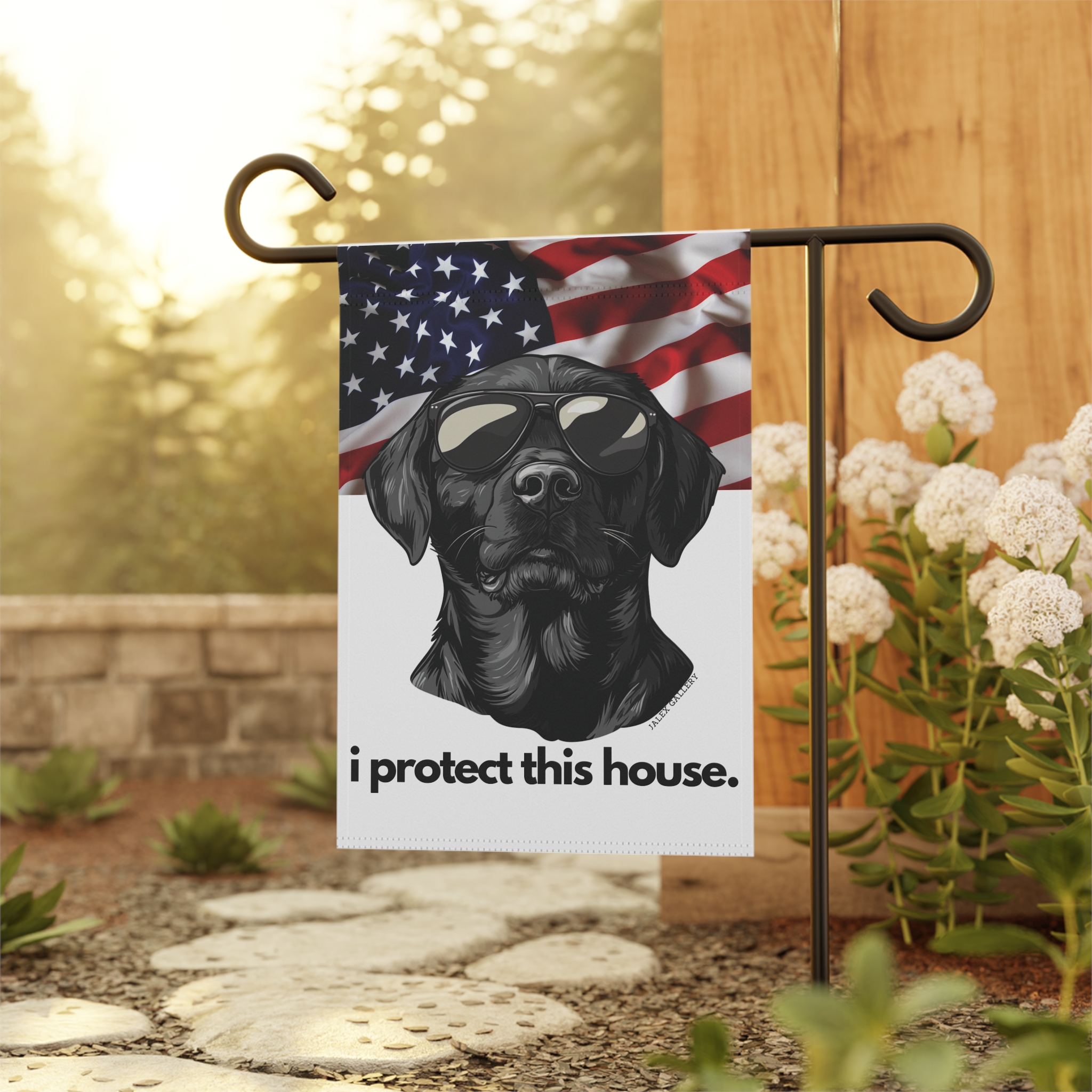 Black Labrador Flag, Garden Flag, I Protect This House, Patriotic, USA, United States, American, House Flag, Banner, Printed Bot - Image 4